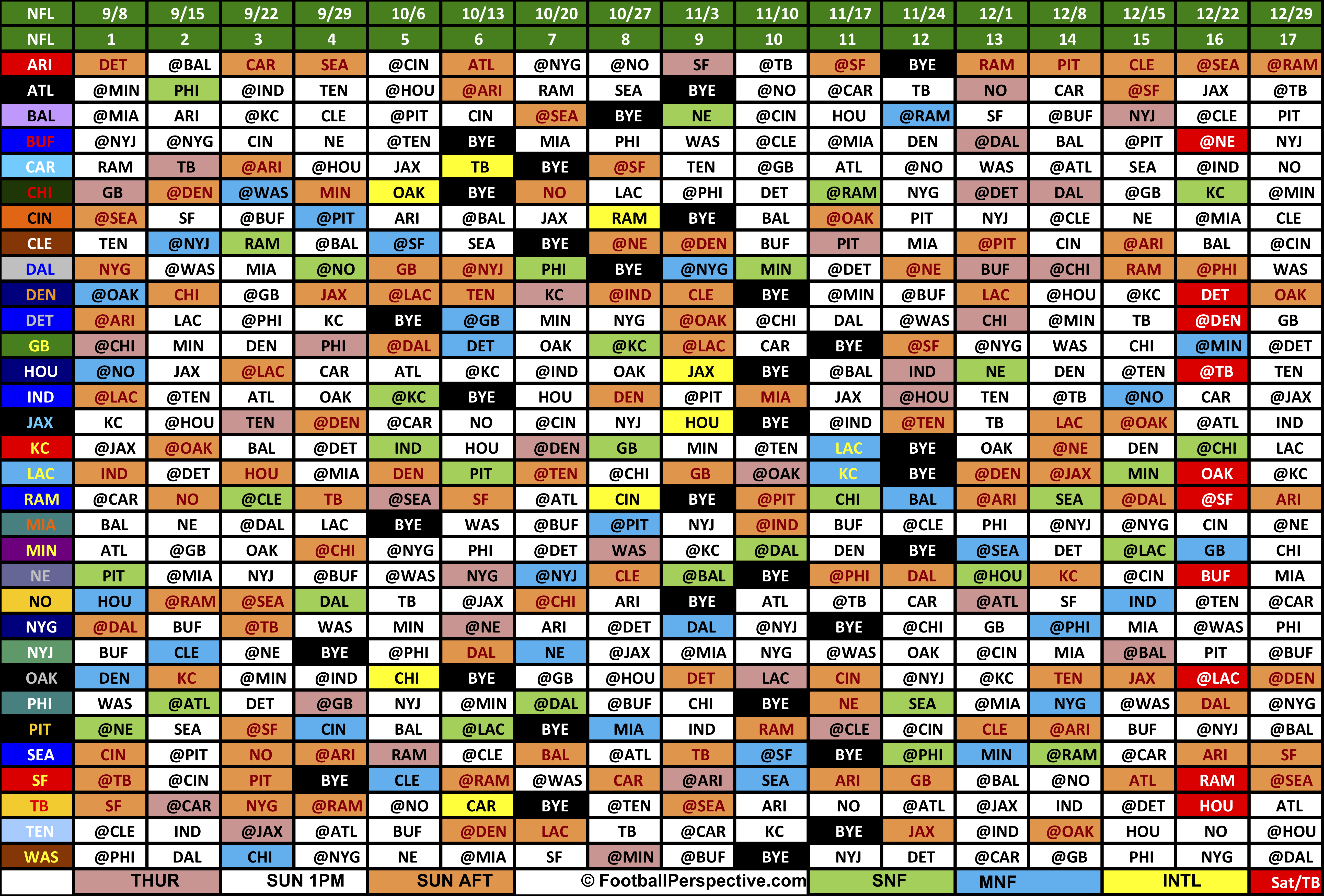 2019 NFL National TV Schedule (TNF, SNF, MNF & More) - Slackie Brown Sports  & Culture